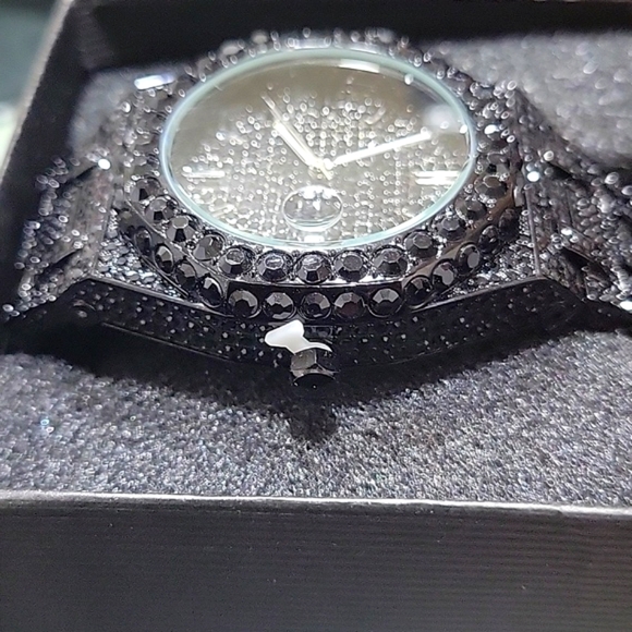 Mens Luxury Full Iced Out Black CZ Hip Hop Blinged-out Watch